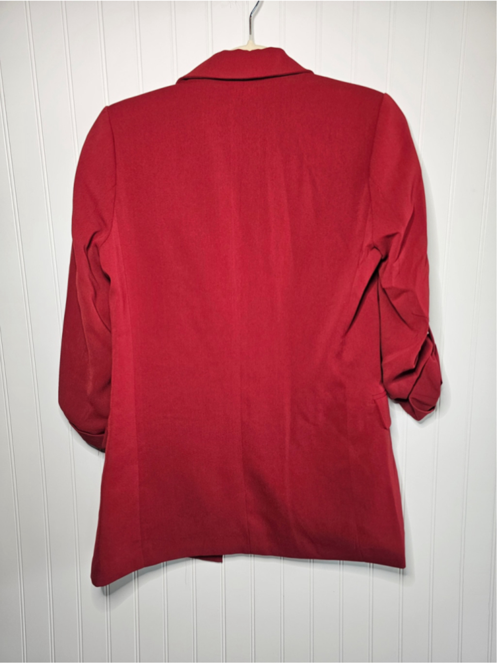 Philosophy Red 3/4 Roll Tab Sleeve Open Blazer Jacket Minimalist Classic XS - Picture 6 of 6